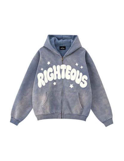 Righteous Denim Blue Zip Up Oversized